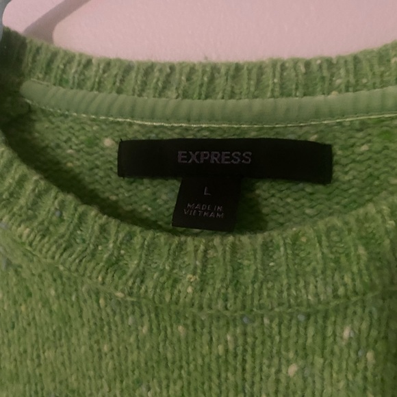 Express Women’s Chunk Crew Neck Sweater - Size Large - Green 100% Lambs Wool - Picture 2 of 3
